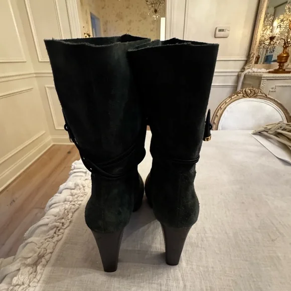 House of Harlow 1960 Suede Green Mid-Calf Boots - Picture 8 of 10